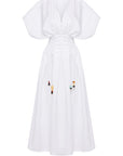 WHITE COTTON DRESS WITH NAZAR BEADS