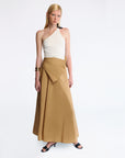 A-LINE MIDI SKIRT WITH A PLEATED BOW ON WAIST