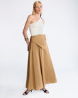 A-LINE MIDI SKIRT WITH A PLEATED BOW ON WAIST